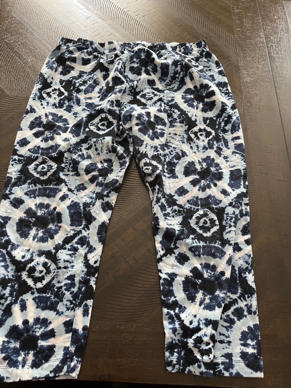 Women's Navy and White Tie-Dye Capris - Elastic Pull-On